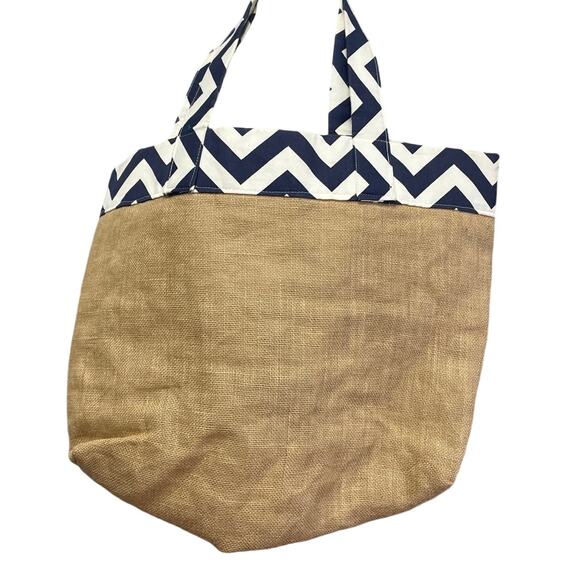 Hand Printed Upcycled Rustic Woody Pine Cone Burlap Tote Shoulder Bag Handbag - Picture 3 of 5